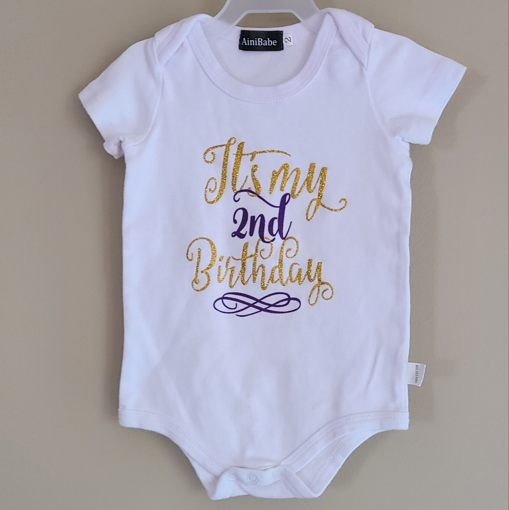 2nd Birthday white onesie/bodysuit